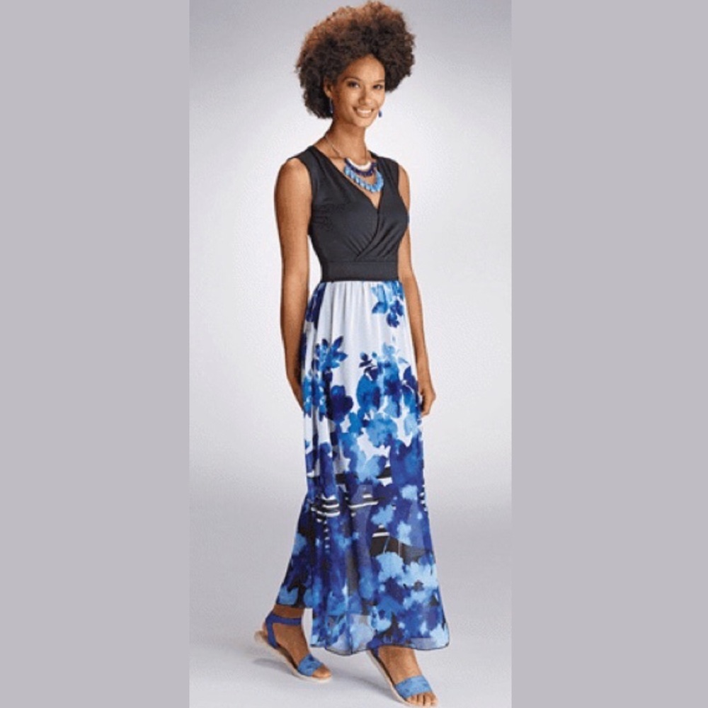 COPY - Avon Blue floral maxi print dress